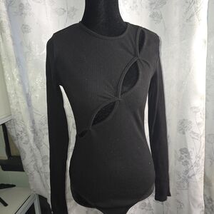 Fashion Nova Black Cut-Out Bodysuit